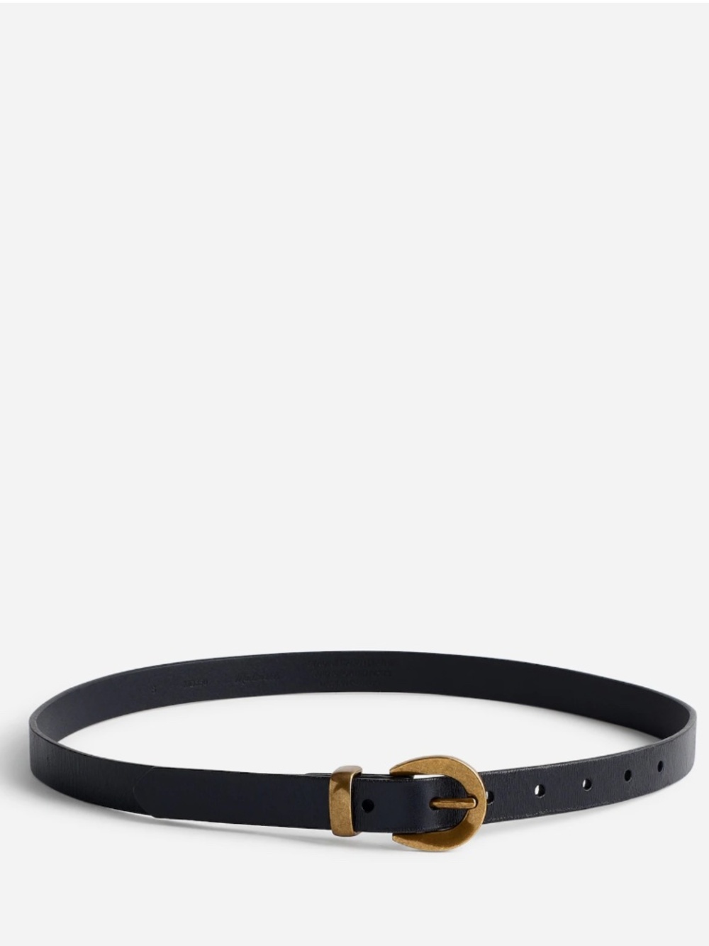 Madewell Chunky Buckle Skinny Leather Belt in True Black Size Small